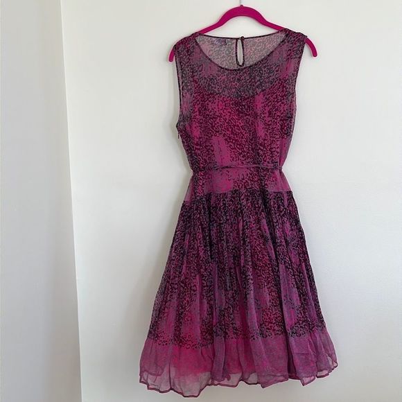 RED Valentino Fuschia Animal print silk chiffon dress 46/US10 - Picture 5 of 5